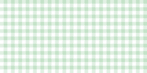 Seamless vector pattern with light green and white gingham check design, spring Easter theme, fresh seasonal textile, picnic inspired background, geometric square style for modern fashion and decor