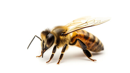 bee or honeybee on white background