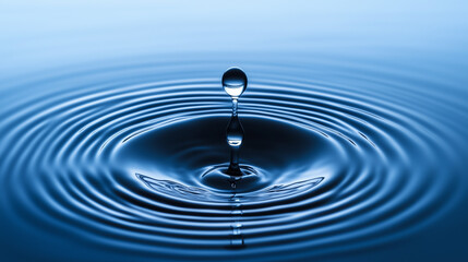 Water drop falling. Drop of water falling into a rippled surface of water