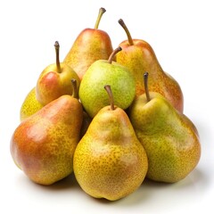 Delicious pile of ripe pears isolated on a bright white background surface