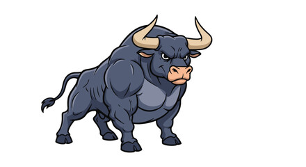 vector illustration of cartoon bull
