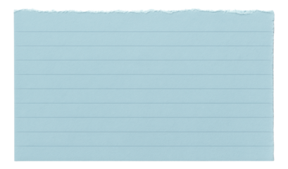 Light blue lined torn notebook paper with rough edges on transparent background.