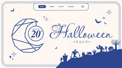 Minimalist style of Halloween sale banner design