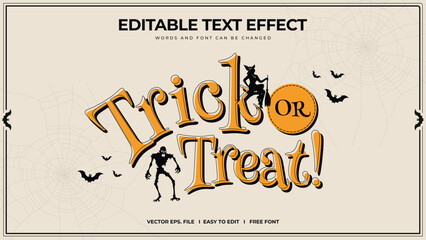 Trick or treat editable text effect lettering typography with zombie and witch