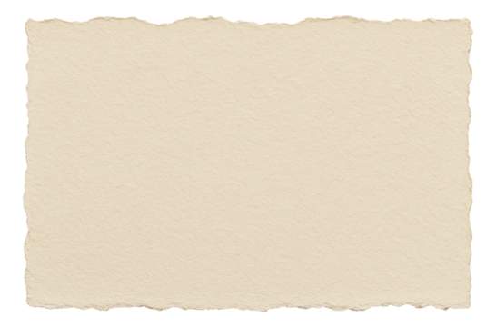Rough textured beige paper with torn edges, suitable for stationery or craft projects on transparent background.