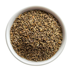Caraway Seeds in Bowl Aromatic Spice CloseUp isolated on transparent background