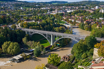 Kirchenfeldbrucke Bridge on Aare River in Bern