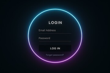 Happy Father day Neon Circle Login Button: Glowing Interface Element