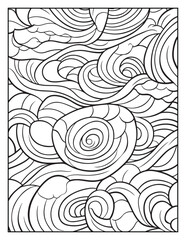 Mindful Patterns Coloring Pages For Adults & Teens, black and white, line art, illustration, bold and easy coloring page, bold & easy coloring book, stress relief ,coloring book, coloring page