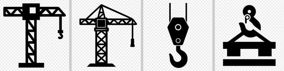 Tower crane vector icon. Crane hook vector icon. Construction Crane.