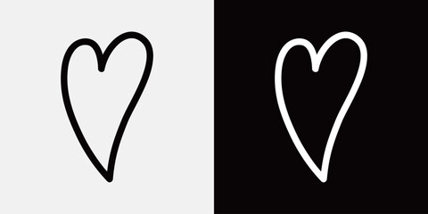 ハートの手描きイラスト　手書き・落書き風あしらい飾りアイコンセット　アウトライン前・線幅の編集可能