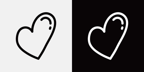 ハートの手描きイラスト　手書き・落書き風あしらい飾りアイコンセット　アウトライン前・線幅の編集可能