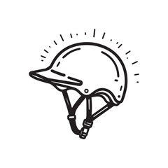 vector illustration of a helmet doodle
