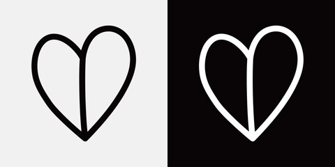 ハートの手描きイラスト　手書き・落書き風あしらい飾りアイコンセット　アウトライン前・線幅の編集可能