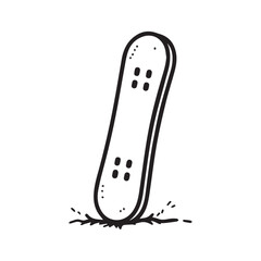 Snowboard icon, vector doodle element, cartoon illustration, concept of outdoor activities or sports.