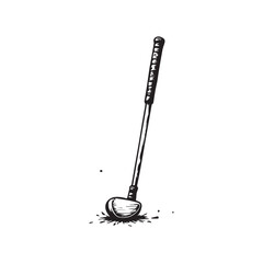 Hand drawn cartoon golf club isolated on white background. Vector illustration.