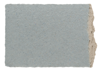 A textured, light blue piece of handcrafted paper with frayed edges and subtle color speckles on transparent background.