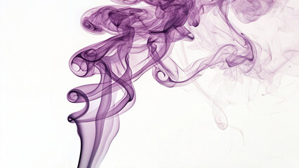 Purple Abstract Smoke Swirl on White Background in Minimalist Style