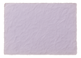 Light purple textured paper with rough edges and a crumpled appearance on transparent background.