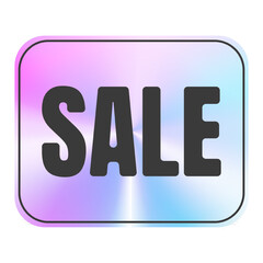 Holographic Sticker Sale. Label with Holographic Effect. Shiny purple blue Promotion Emblem. Isolated Vector template