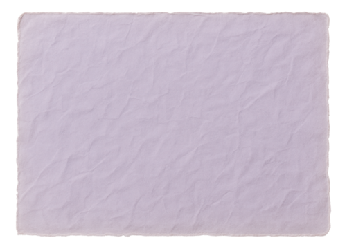 Light purple textured paper with rough edges and a crumpled appearance on transparent background.