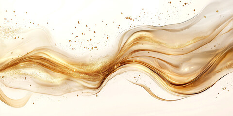 Beautiful an Abstract Art Piece Featuring Swirling Golden Specks or Particles, Reminiscent of Being Gently Carried by the Wind