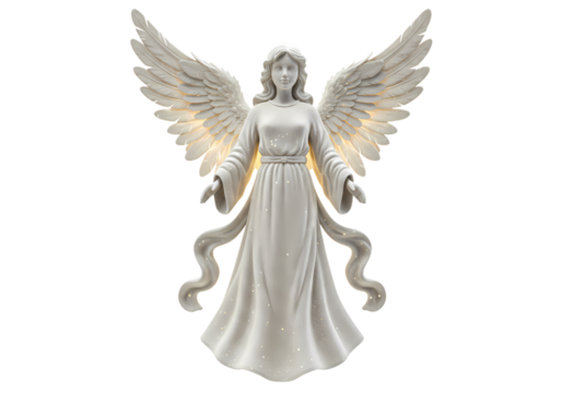 Luminous Angel Figurine A Celestial Presence isolated on transparent baackground