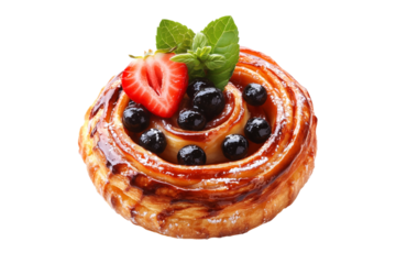Danish Pastry with fruits Transparent Background