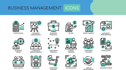 Comprehensive Business Management Icon Set 24 Line Icons for Presentations, Websites, and Applications