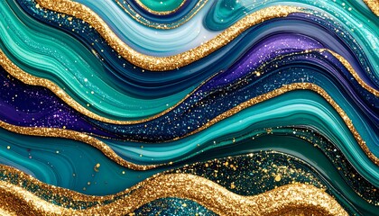 Abstract swirling marbled paint