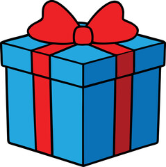  gift box with red ribbon and red bow on transparent background, PNG