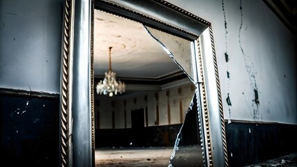 Broken Mirror in Abandoned Building