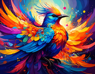 Fototapeta premium abstract colorful background with bird