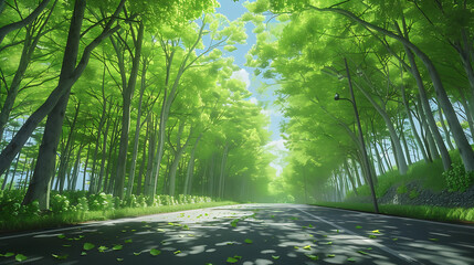 Serene Sunlit Forest Paths: Morning Light Filtering Through Lush Canopies