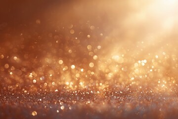 Obraz premium Golden glitter bokeh background with glowing light effects