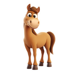 3D Cartoon Horse Friendly Equine Render isolated on transparent background