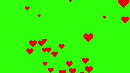 Happy Valentines day Red hearts frame flying on green screen animation. 4K Social media Live style animated heart on green screen. Social media red love icon isolated on green chroma key screen. - Powered by Adobe