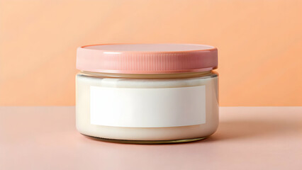 Coconut Glow body butter on peach and pink background