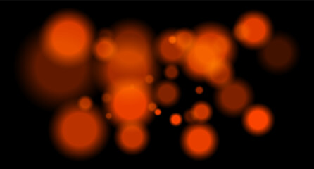 Large soft orange bokeh circles with glow on black background, creating a dreamy abstract field. Suitable for festive, sci-fi or digital designs.
