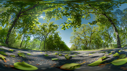 Serene Sunlit Forest Paths: Morning Light Filtering Through Lush Canopies