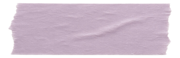 Textured lilac torn paper sheet with irregular edges on transparent background.