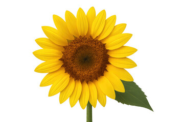 Obraz premium Bright sunflower blooming against transparent backdrop, revealing golden petals surrounding deep brown center