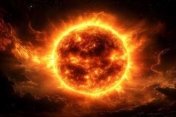 Feature the Sun as the Central and Dominant Subject, with a Vibrant Circular Form with Professional Detail