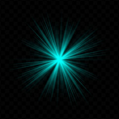 Obraz premium Light burst. Blue central starburst with sharp rays and transparent glow, perfect for sci-fi, energy, or futuristic interface visuals.