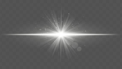 Light burst. White starburst with fine rays, sparkles, and radial symmetry on transparent backdrop, ideal for fantasy or magic concepts.