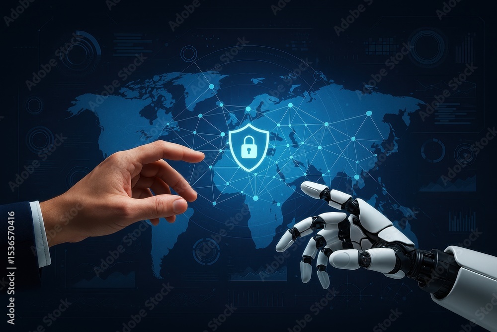 Aufkleber cyber weapon of the new generation combines human and robotic elements for enhanced security measure