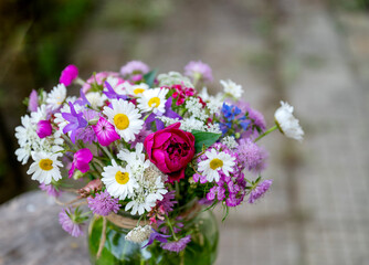 Beautiful bouquet of summer wild flowers