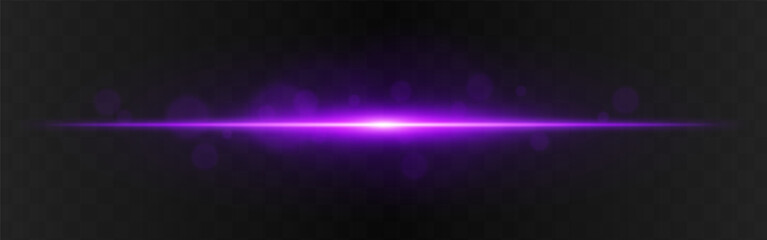 Light burst. Purple horizontal glow with radial flare and soft particles on dark transparent background, suitable for tech or sci-fi visuals.
