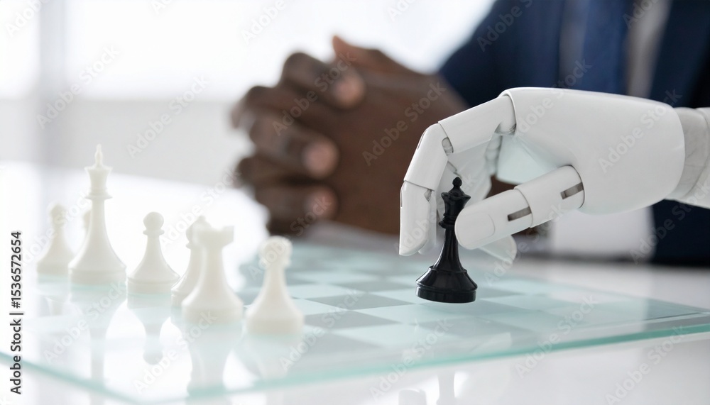 Poster a chess game with a robot playing