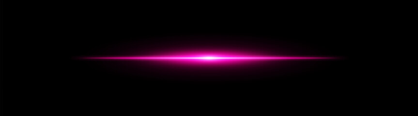 Bright horizontal pink beam. Central light burst with smooth radial fade on black background, ideal for sci-fi, energy or speed visuals.